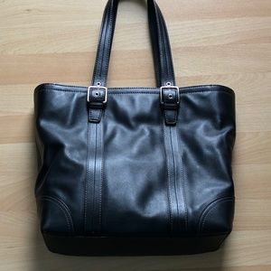 Coach black leather tote